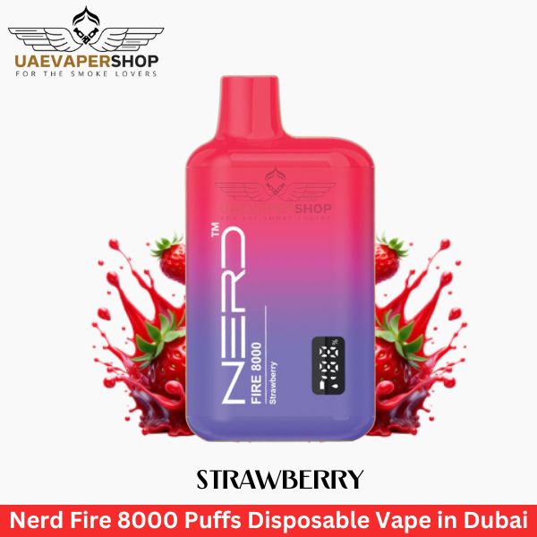 Nerd Fire 8000 Puffs Disposable Vape Strawberry in Dubai - Uaevapershop in UAE
