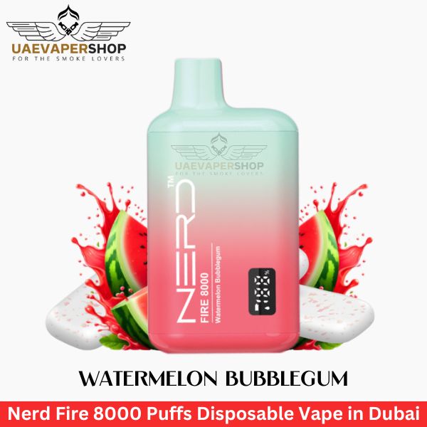 Nerd Fire 8000 Puffs Disposable Vape Watermelon Bubblegum in Dubai - Uaevapershop in UAE
