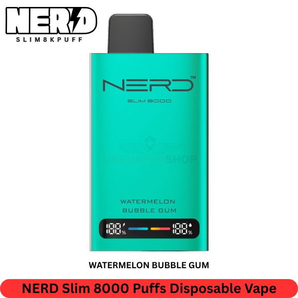 NERD Slim 8000 Puffs Watermelon Bubble Gum Disposable Vape