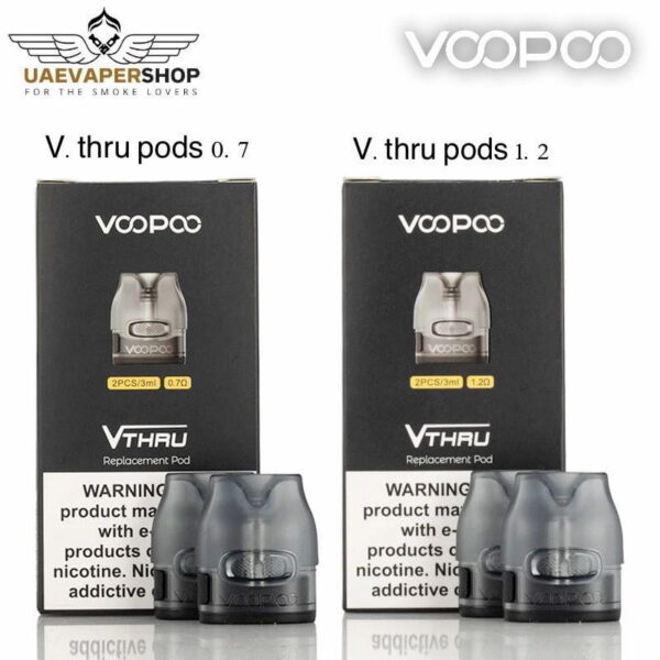 Voopoo V Thru Pro Replacement Pods Features:3mL Pod Capacity, Easy E-juice Filling -One-Way – V.THRU Pro Pods 0.7ohm Mesh Coil and 1.2ohm GENE Helix Coil