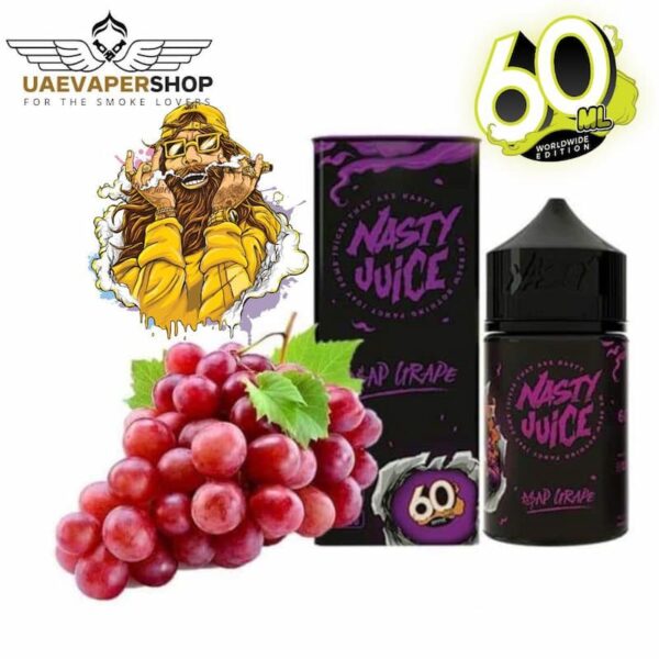 Nasty Grape Best Vape Liquid Buy 60Ml Now Uae Asap Grape Nasty Of Best E-Liquid Designed For Sub Ohm Vaping Childproof Cap Tamper Evident Seal Recyclable Bottle