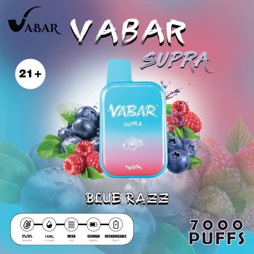 Vabar Supra 7000 Puffs Disposable Blue Razz Best Buy Online Uae Vaper