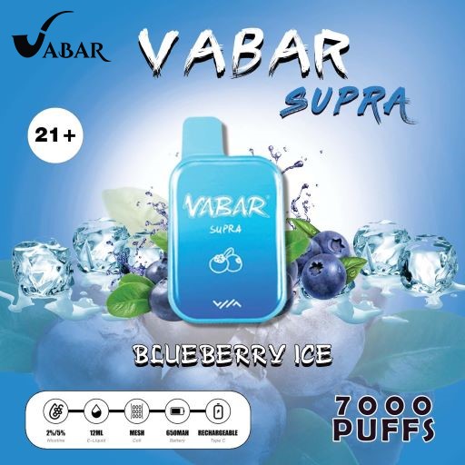 Vabar Supra 7000 Puffs Disposable Blueberry Ice Best Buy Online Uae Vaper