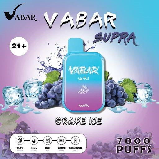 Vabar Supra 7000 Puffs Disposable Grape Ice Best Buy Online Uae Vaper