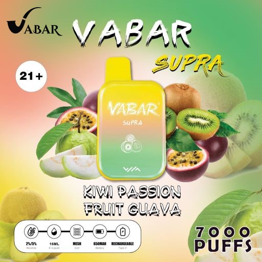 Vabar Supra 7000 Puffs Disposable Kiwi Passion Fruit Best Buy Online Uae Vaper