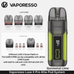 Vaporesso Luxe X Pro 40w Pod System Gunmetal Lime