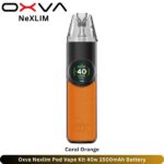 Oxva Nexlim Pod Vape Kit 40w Coral Orange 1500mAh Battery