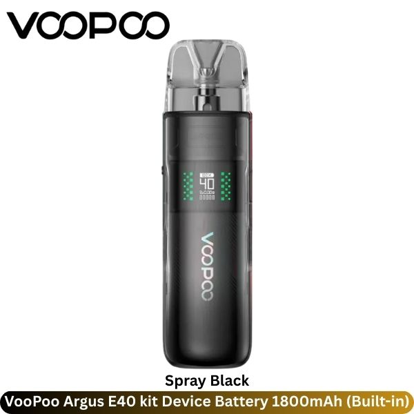 VooPoo Argus E40 Pod Kit Battery 1800mAh Built-in - Uaevapershop in Dubai VooPoo Argus E40 Pod Kit Spray Black Battery 1800mAh Built-in
