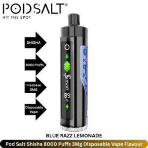 Pod Salt Shisha 8000 Puffs 3Mg Blue Razz Lemonade
