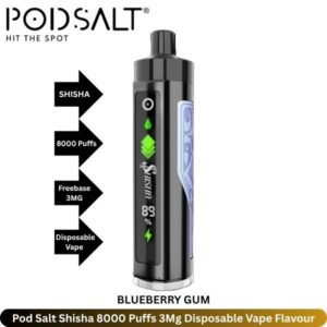 Pod Salt Shisha 8000 Puffs 3Mg Blueberry Gum
