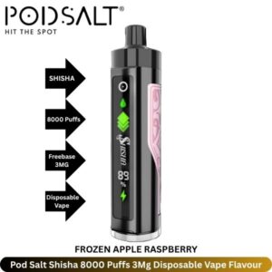 Pod Salt Shisha 8000 Puffs 3Mg Frozen Apple Raspberry Flavour