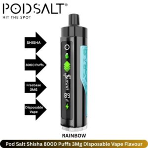 Pod Salt Shisha 8000 Puffs 3Mg Disposable Vape Flavour - Uaevapershop in Dubai Pod Salt Shisha 8000 Puffs 3Mg Rainbow
