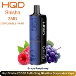 Hqd Shisha 20000 Puffs Grape Raspberry 3mg Nicotine