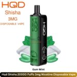 Hqd Shisha 20000 Puffs Gum Mint 3mg Nicotine