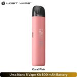 Ursa Nano S Vape Kit Coral Pink 800 mAh Battery