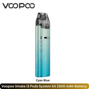 Voopoo Vmate i3 Pods System kit 1500 mAh Battery - Uaevapershop in Dubai Voopoo Vmate i3 Pods System kit Cyan Blue