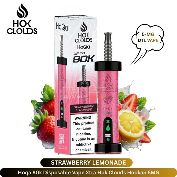 Hoqa 80k Disposable Vape Xtra Hok Clouds Hookah 5MG - Uaevapershop in Dubai Hoqa 80k Disposable Vape Xtra Hok Clouds Hookah Strawberry Lemonade