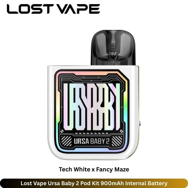 Lost Vape Ursa Baby 2 Pod Kit 900mAh Internal Battery - Uaevapershop in Dubai Lost Vape Ursa Baby 2 Pod Kit Tech White x Fancy Maze