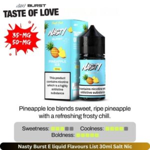 Nasty Burst E liquid Flavours List 30ml Pineapple Ice Salt Nic