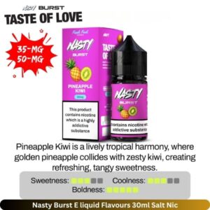 Nasty Burst E liquid Flavours List 30ml Salt Nic In UAE - Uaevapershop in Dubai Nasty Burst E liquid Flavours List 30ml Pineapple Kiwi Salt Nic