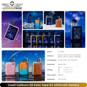 Uwell Caliburn G5 Koko Vape Kit 1600mAh Battery - Uaevapershop in Dubai Uwell Caliburn G5 Koko Vape Kit 1600mAh Battery Buy In Dubai